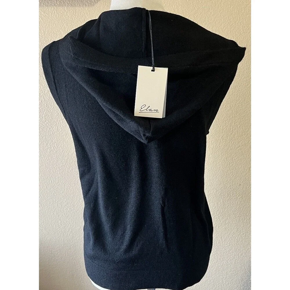 Elan Irene Sleeveless Zip Up Hoodie Black Size M